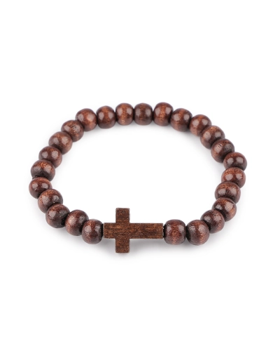 Náramok drevený unisex krížik - 1 ks | Mimib