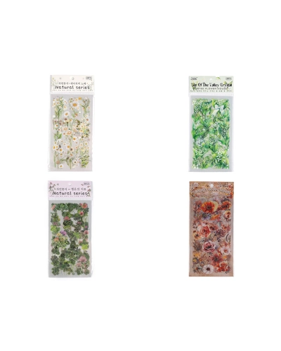 Priehľadné samolepky kvetín a rastlín - 1 sáčok | Mimib