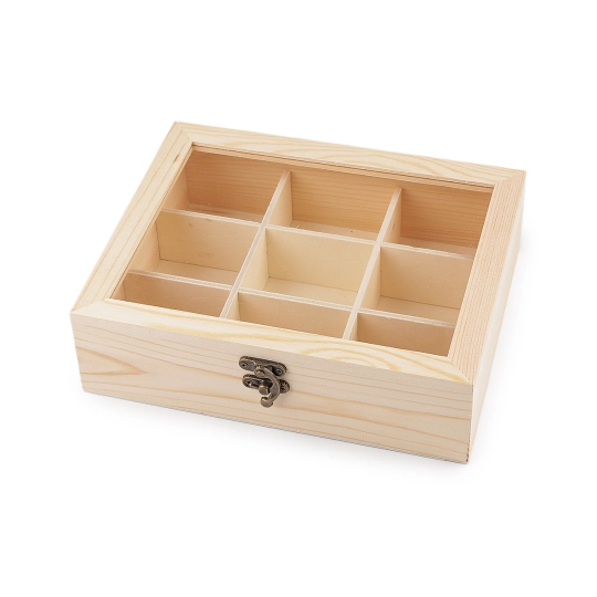 Drevená krabička so skleneným priehľadom - 1 ks | Mimib