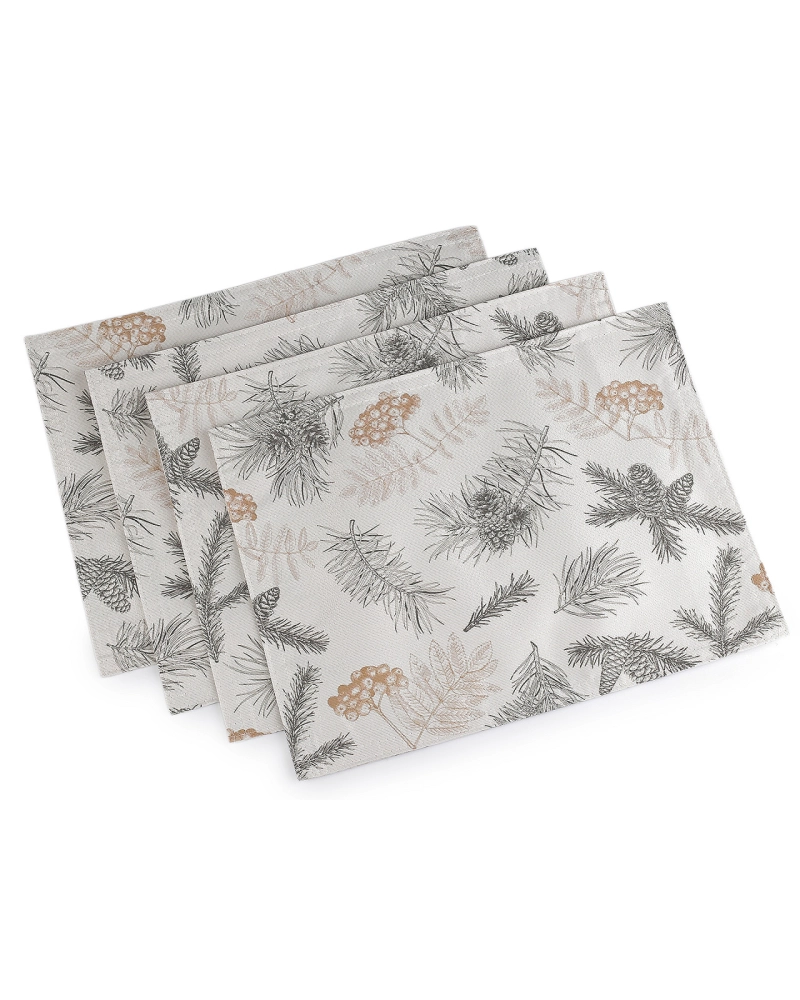 Vianočné prestieranie textilné, obojstranné s jemným lurexom 30x40 cm - 4 ks | Mimib