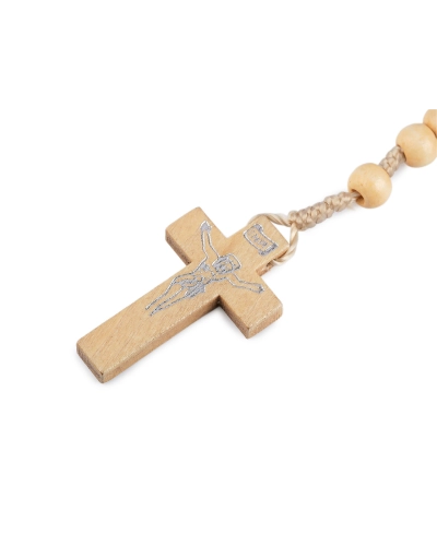 Ruženec drevený na drhaných šnúrkach - 1 ks | Mimib