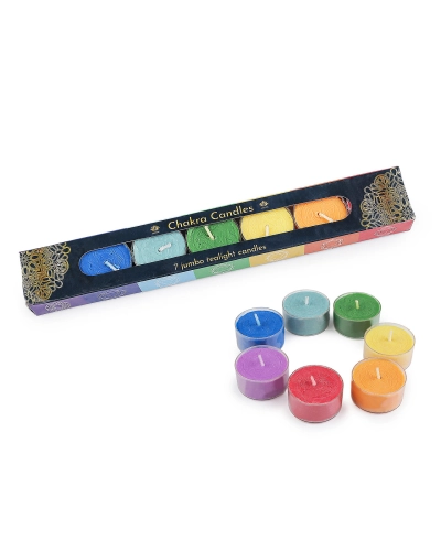 Vonná čakrová čajová sviečka, súprava 7 ks - 1 sada | Mimib