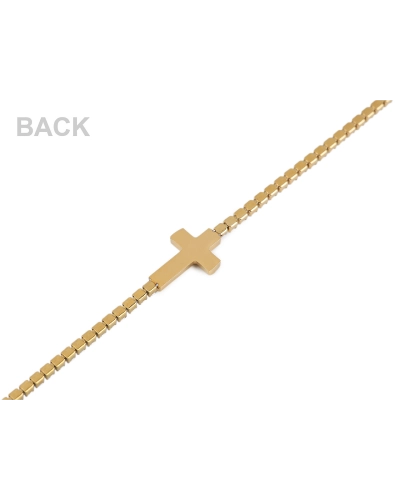 Štrasový náramok z nerezovej ocele krížik - 1 ks | Mimib