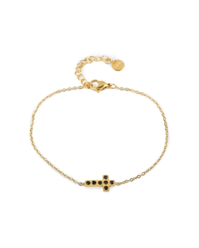 Náramok z nerezovej ocele krížik s brúsenými kamienkami - 1 ks | Mimib