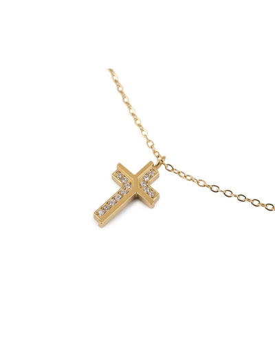 Náhrdelník z nerezovej ocele krížik s brúsenými kamienkami - 1 ks | Mimib