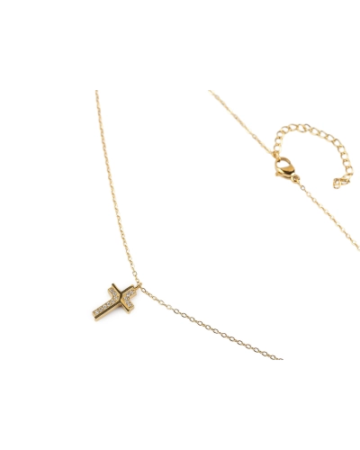 Náhrdelník z nerezovej ocele krížik s brúsenými kamienkami - 1 ks | Mimib