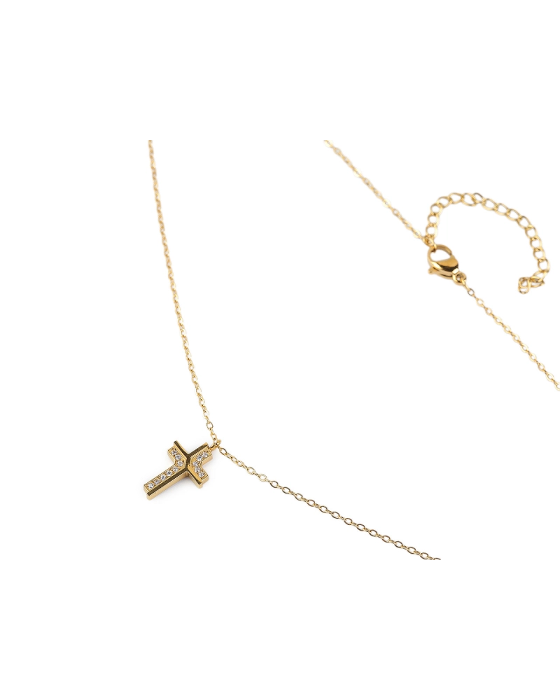 Náhrdelník z nerezovej ocele krížik s brúsenými kamienkami - 1 ks | Mimib