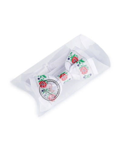 Saténový motýlik folklór hand made, dĺžka 9 cm - 1 ks | Mimib