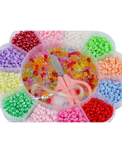 Súprava plastových dvojdierkových korálikov v boxe s náradím - 1 krab. | Mimib