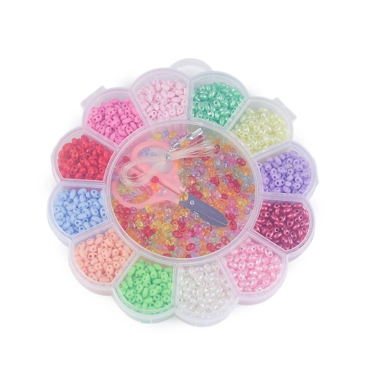 Súprava plastových dvojdierkových korálikov v boxe s náradím - 1 krab. | Mimib