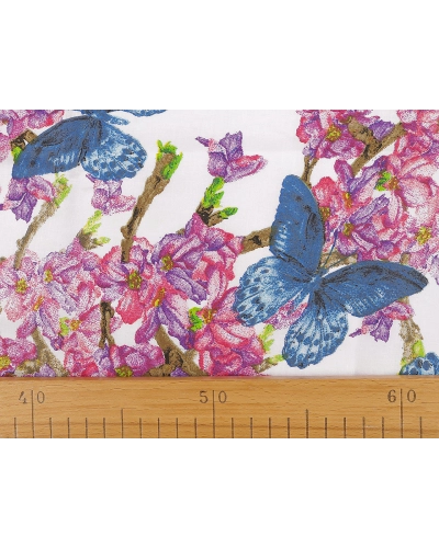 Bavlnená látka / plátno kvety / motýle šírka 220 cm - 1 m | Mimib