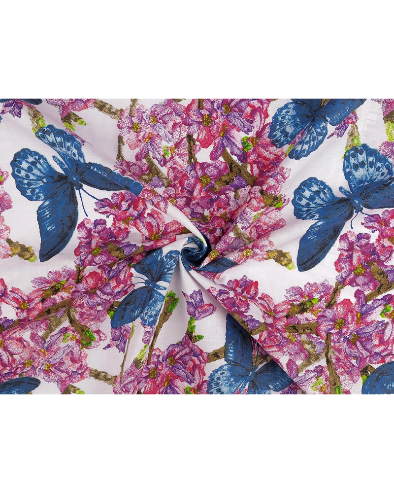 Bavlnená látka / plátno kvety / motýle šírka 220 cm - 1 m | Mimib