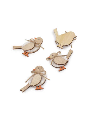 Drevený vtáčik na aranžovanie - 4 ks | Mimib