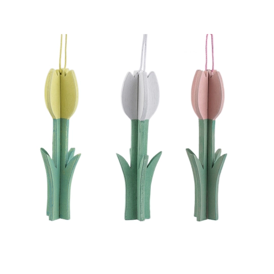 Drevený tulipán na zavesenie - 3 ks | Mimib