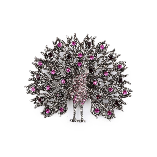 Brošňa s brúsenými kamienkami páv - 1 ks | Mimib