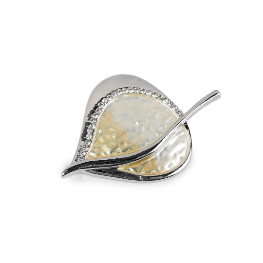 Magnetická brošňa s brúsenými kamienkami list - 1 ks | Mimib