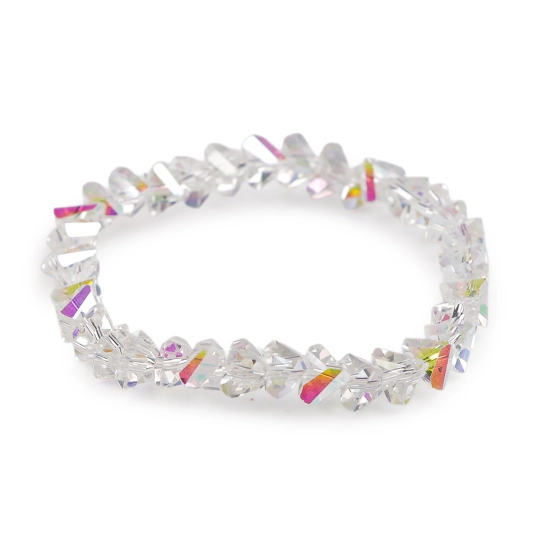 Náramok pružný z brúsených korálikov triangel s AB efektom - 1 ks | Mimib
