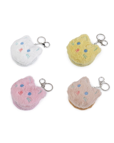 Plyšové kozmetické zrkadlo / prívesok na kabelku mačka - 1 ks | Mimib