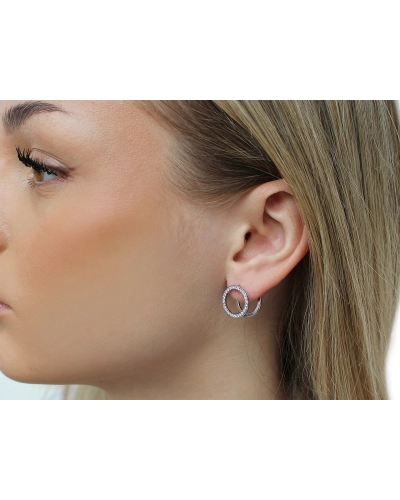 Náušnice z nerezovej ocele krúžky s brúsenými kamienkami - 1 pár | Mimib