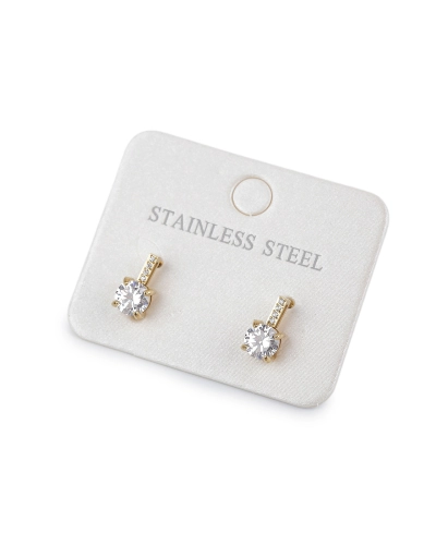 Náušnice z nerezovej ocele s brúsenými kamienkami - 1 pár