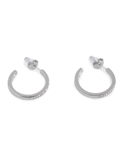 Náušnice z nerezovej ocele s brúsenými kamienkami kruhy - 1 pár | Mimib