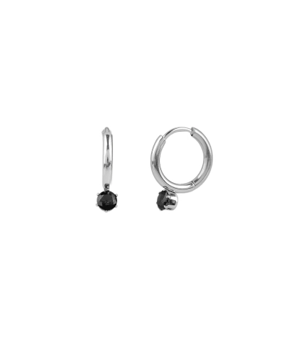 Náušnice z nerezovej ocele krúžky s brúseným kamienkom - 1 pár | Mimib