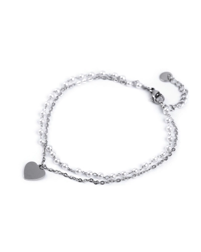 Náramek na kotník z nerezové oceli s perlami a přívěskem - 1 ks | Mimib