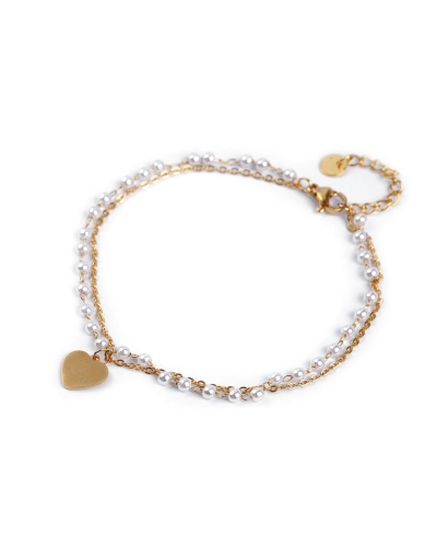 Náramek na kotník z nerezové oceli s perlami a přívěskem - 1 ks | Mimib