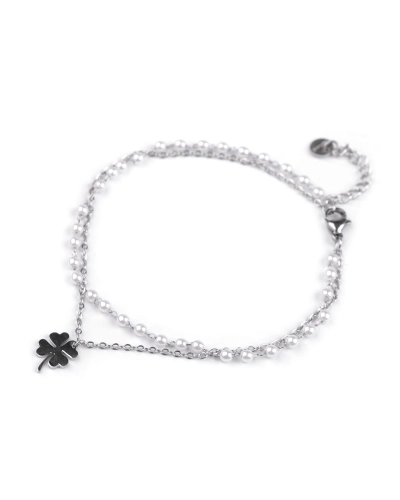 Náramek na kotník z nerezové oceli s perlami a přívěskem - 1 ks | Mimib