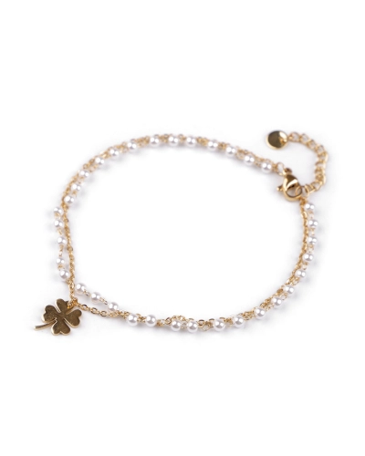 Náramek na kotník z nerezové oceli s perlami a přívěskem - 1 ks | Mimib