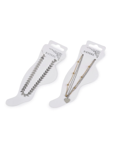 Náramek na kotník z nerezové oceli s perlami a přívěskem - 1 ks | Mimib