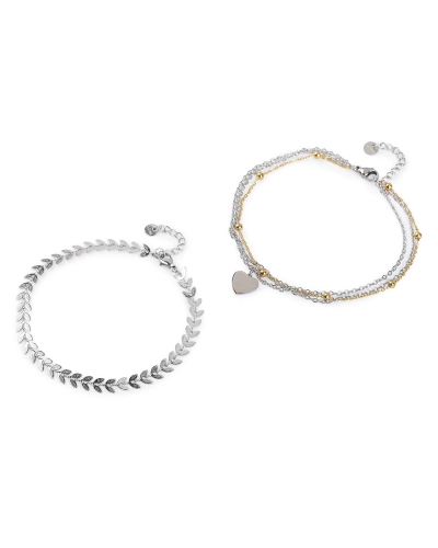 Náramek na kotník z nerezové oceli s perlami a přívěskem - 1 ks | Mimib