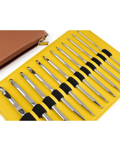 Súprava kovových háčikov na tuniské háčkovanie v puzdre - 1 sada | Mimib