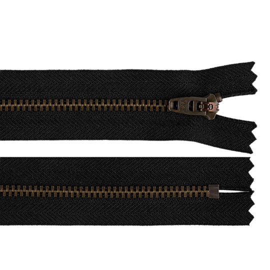 Kovový zips YKK No 4 dĺžka 18 cm staromosadzný (jeansový) - 1 ks | Mimib