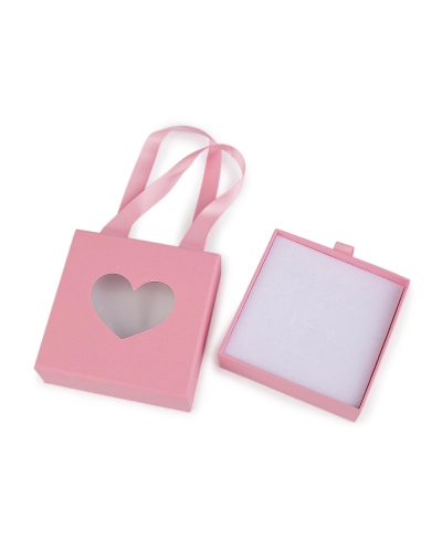 Krabička na šperky s priehľadom srdca a uchom 10x10 cm - 1 ks | Mimib