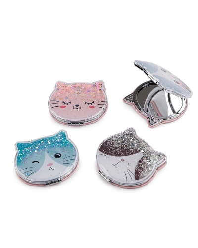 Kozmetické zrkadlo s tekutými glitrami mačka - 1 ks | Mimib