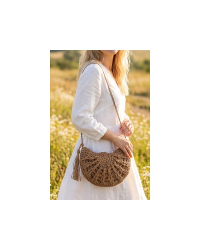 Háčkovaná kabelka z rafie - lyka so zipsom 25x19 cm - 1 ks | Mimib