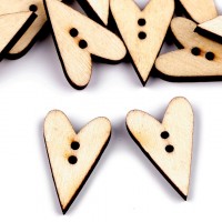 Dřevěný dekorační knoflík srdce10 - 10ks