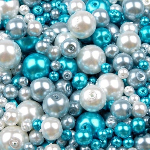 Skleněné voskové perly mix velikostí a barev Ø4-12 mm 50g