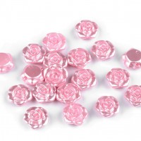 Plastové voskové korálky / perly růžičky s průvlekem Ø13 mm20 - 20ks