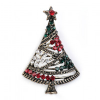 Brož s broušenými kamínky vánoční stromeček 1ks