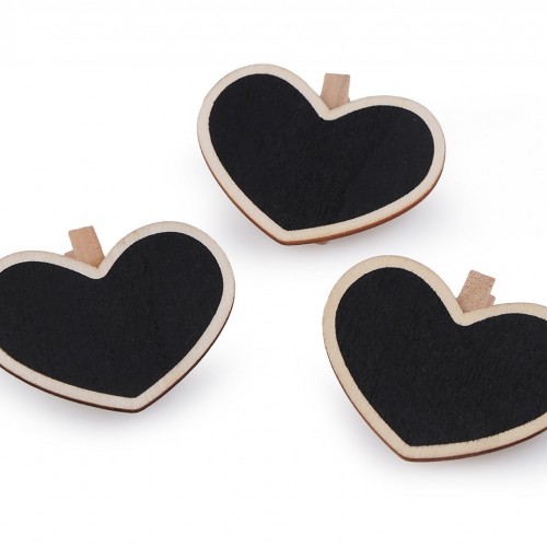 Dřevěný kolíček s tabulkou - srdce 10ks