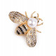Brož s broušenými kamínky a perlou včela 1ks