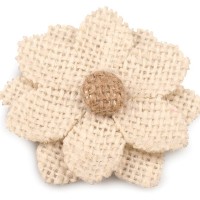 Textilní aplikace / nášivka jutový květ1 - 1ks