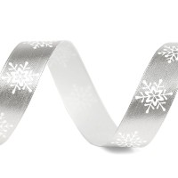 Vánoční stuha metalická vločky šíře 16 mm3 - 3m