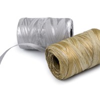 Lýko rafie k pletení tašek - přírodní metalické, šíře 5-8 mm1 - 1ks