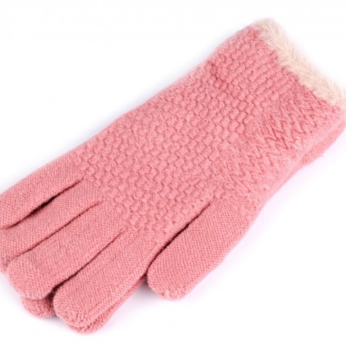 Dívčí pletené rukavice s kožešinovým lemováním 1pár