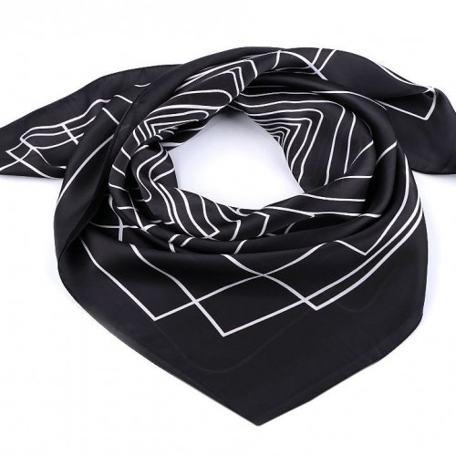 Saténový šátek s geometrickými vzory 70x70 cm 1ks