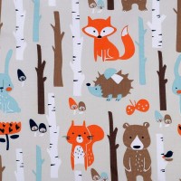 Bavlněná látka / plátno lišky v lese 1m
