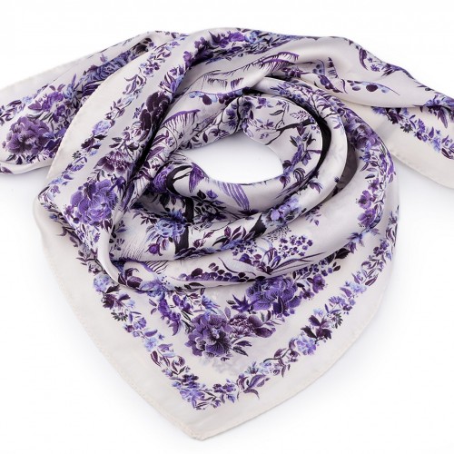 Saténový šátek květy 70x70 cm 1ks